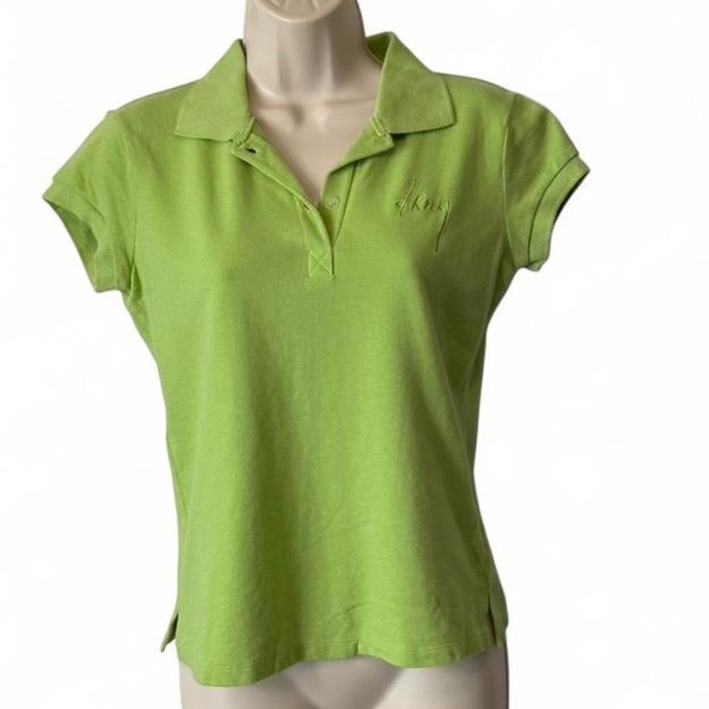Vintage 90s DKNY Lime Green Polo Shirt, Women's Size‎ S